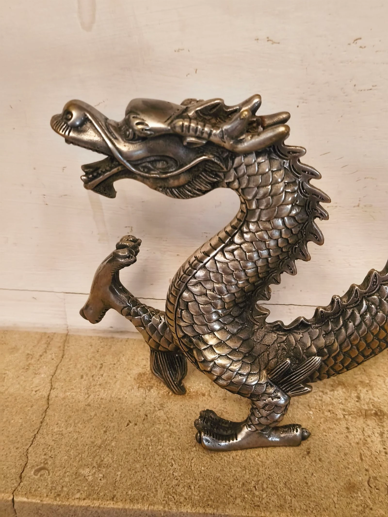 Figura escultura de bronze prateado Dragão loon – photo 12